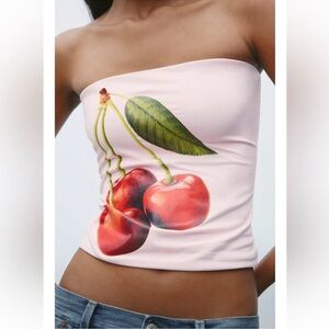 ZARA BLOGGERS FAV CHERRY PRINT POLYAMIDE TOP